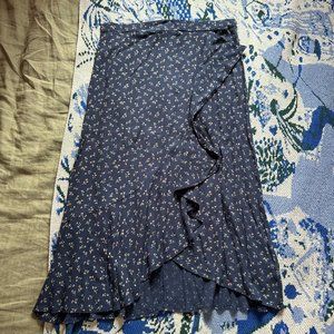 Madewell Women's Skirt Floral Ruffle Edge Midi Wrap